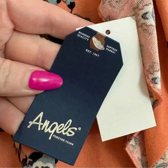 NWT Floral Blouse Top Flowy Size S Angels Forever Young Flutter Sleeve Bohemian - Picture 9 of 10